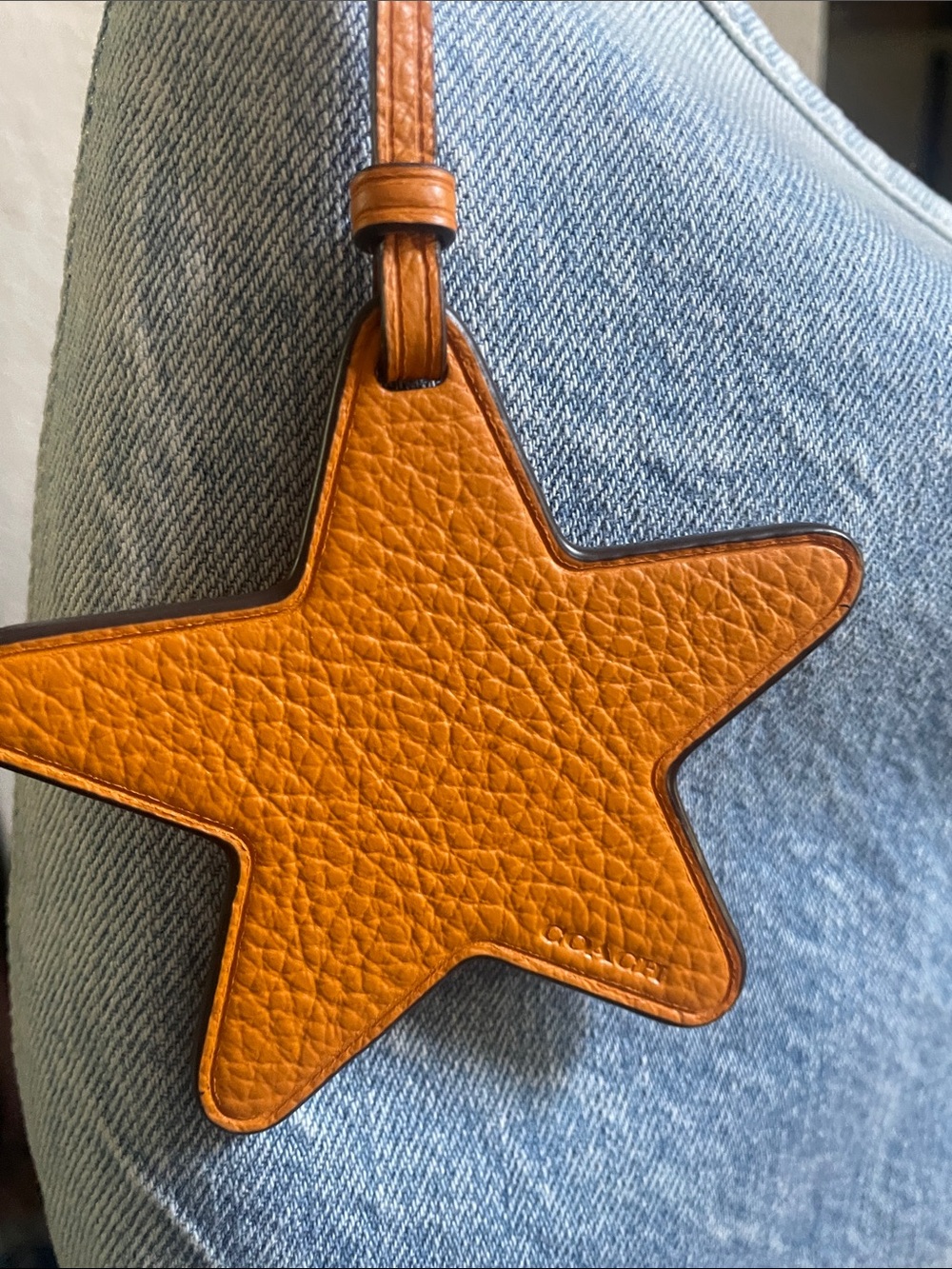 Coach Loved Denim Laurel Shoulder Bag with Pink Tag and Orange Star Charm NWOT - Picture 3 of 7